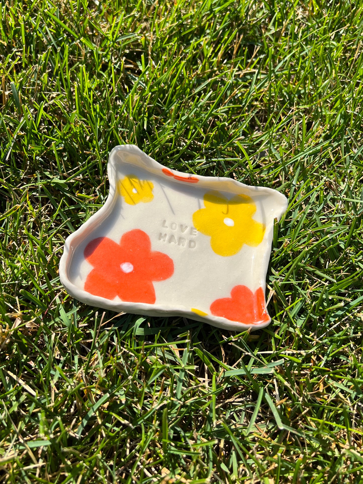 Orange & Yellow Love Hard Dish Plate