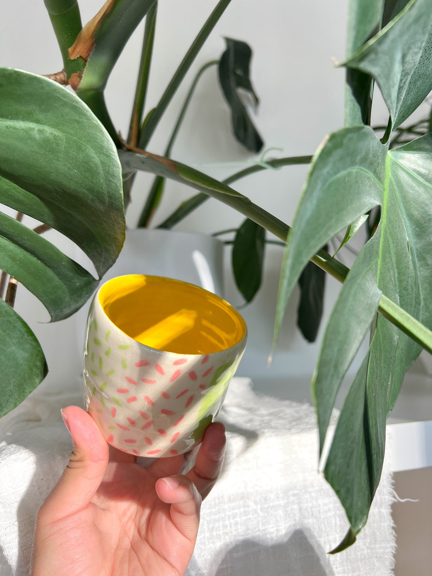 Yellow Pink & Green Blobby Cup