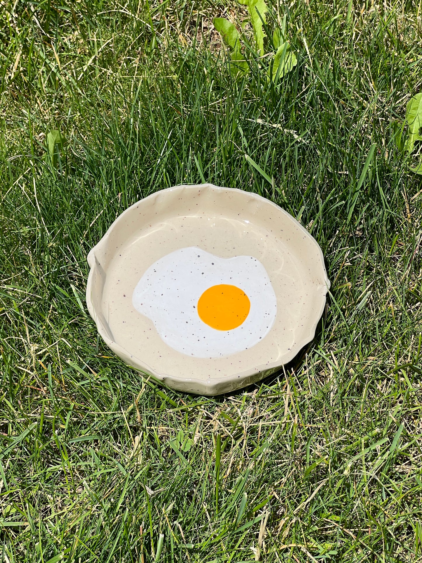 Speckled Sunny-Side Egg Plate