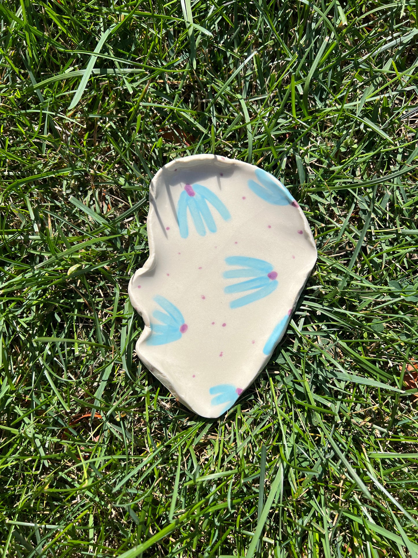 Blue Snowdrop Flower Oyster Plate