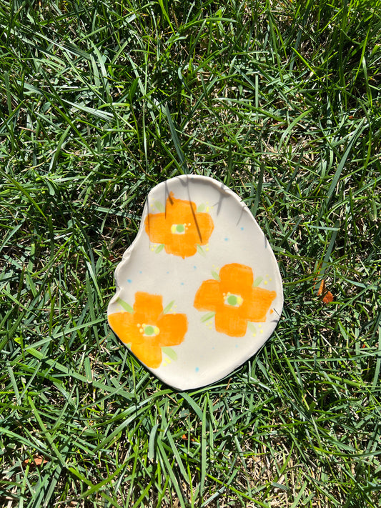 Orange Anemone Oyster Plate