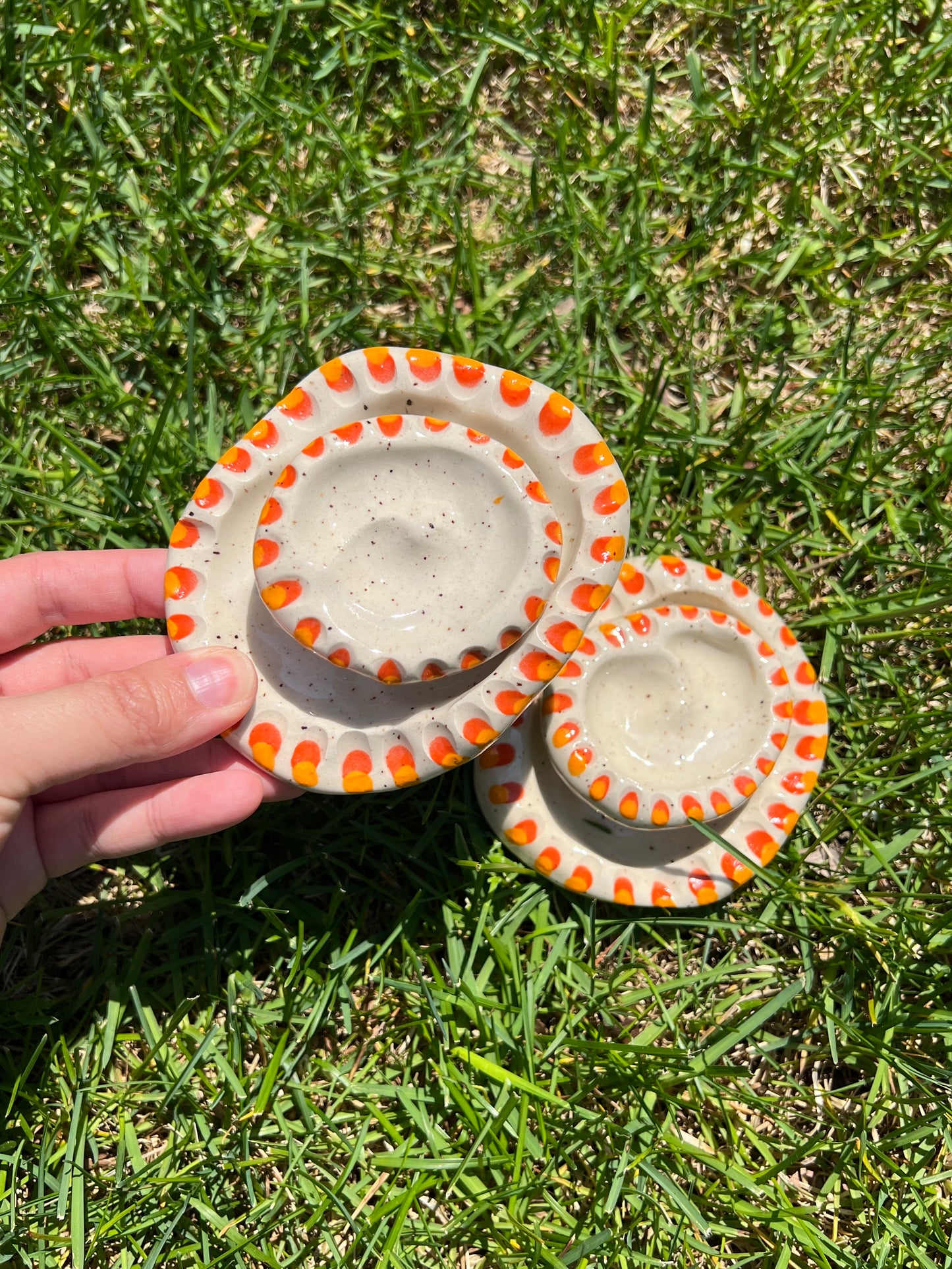 Grooved Blotchy Spotted Dish Matching Set