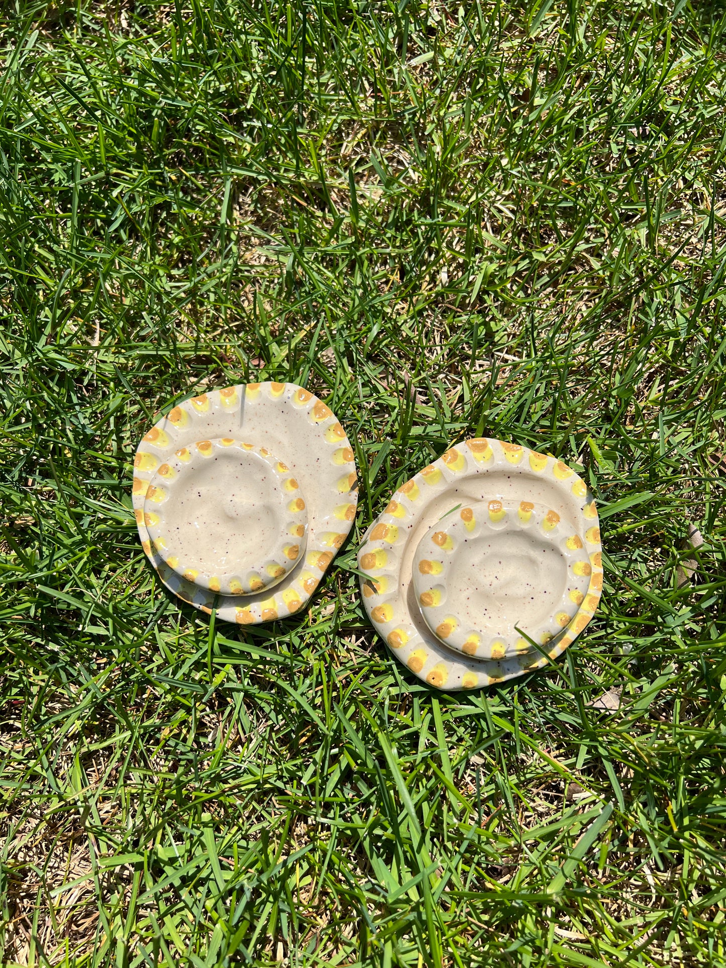 Grooved Blotchy Spotted Dish Matching Set