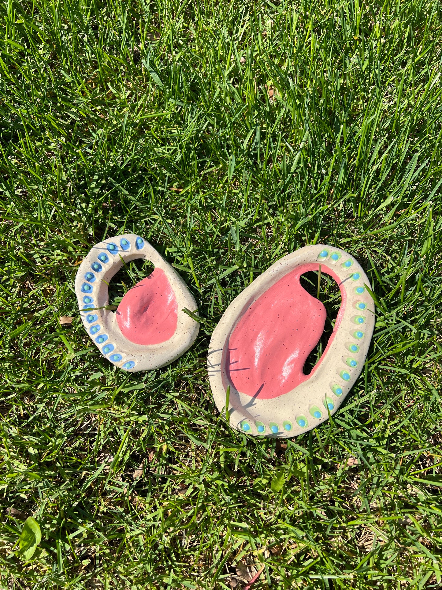 Blue Green & Pink Gloop Stone Dish Large