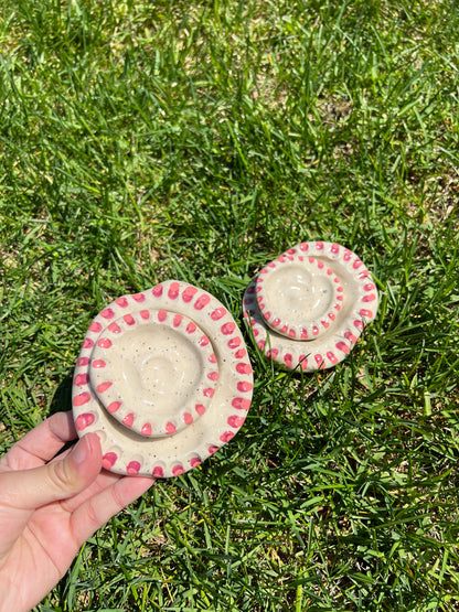 Grooved Blotchy Spotted Dish Matching Set