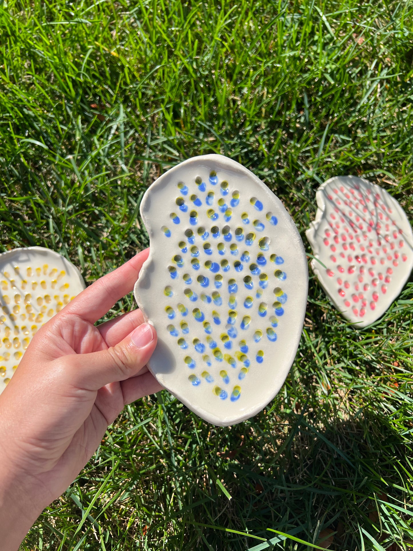 Blue Green Trypopholia Oyster Plate