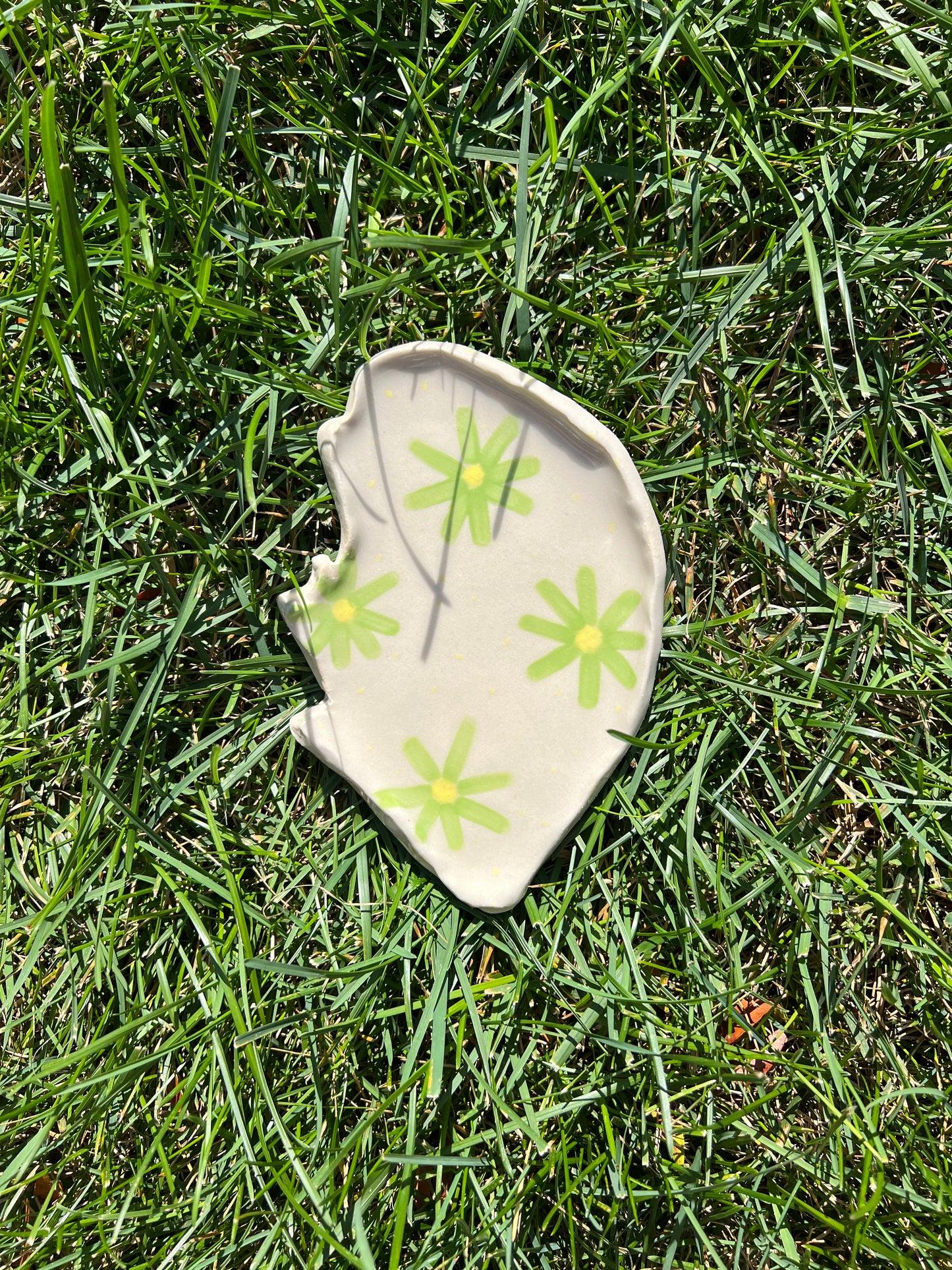 Green Daisy Oyster Plate