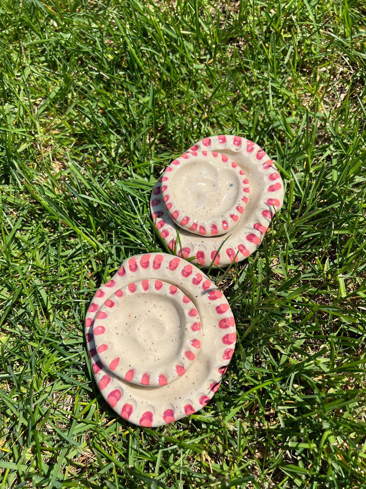 Grooved Blotchy Spotted Dish Matching Set