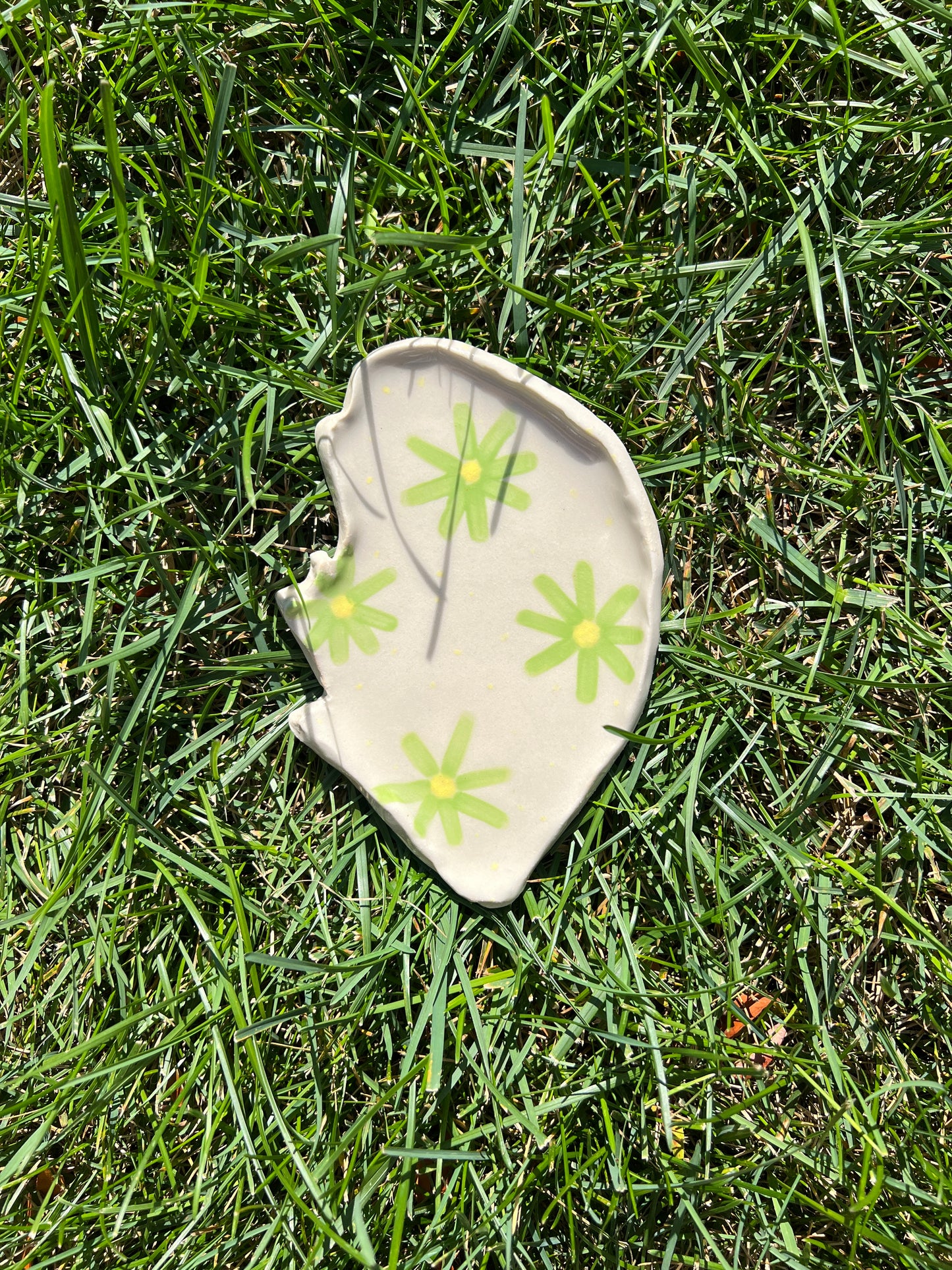 Green Daisy Oyster Plate