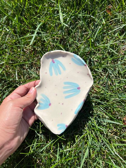 Blue Snowdrop Flower Oyster Plate