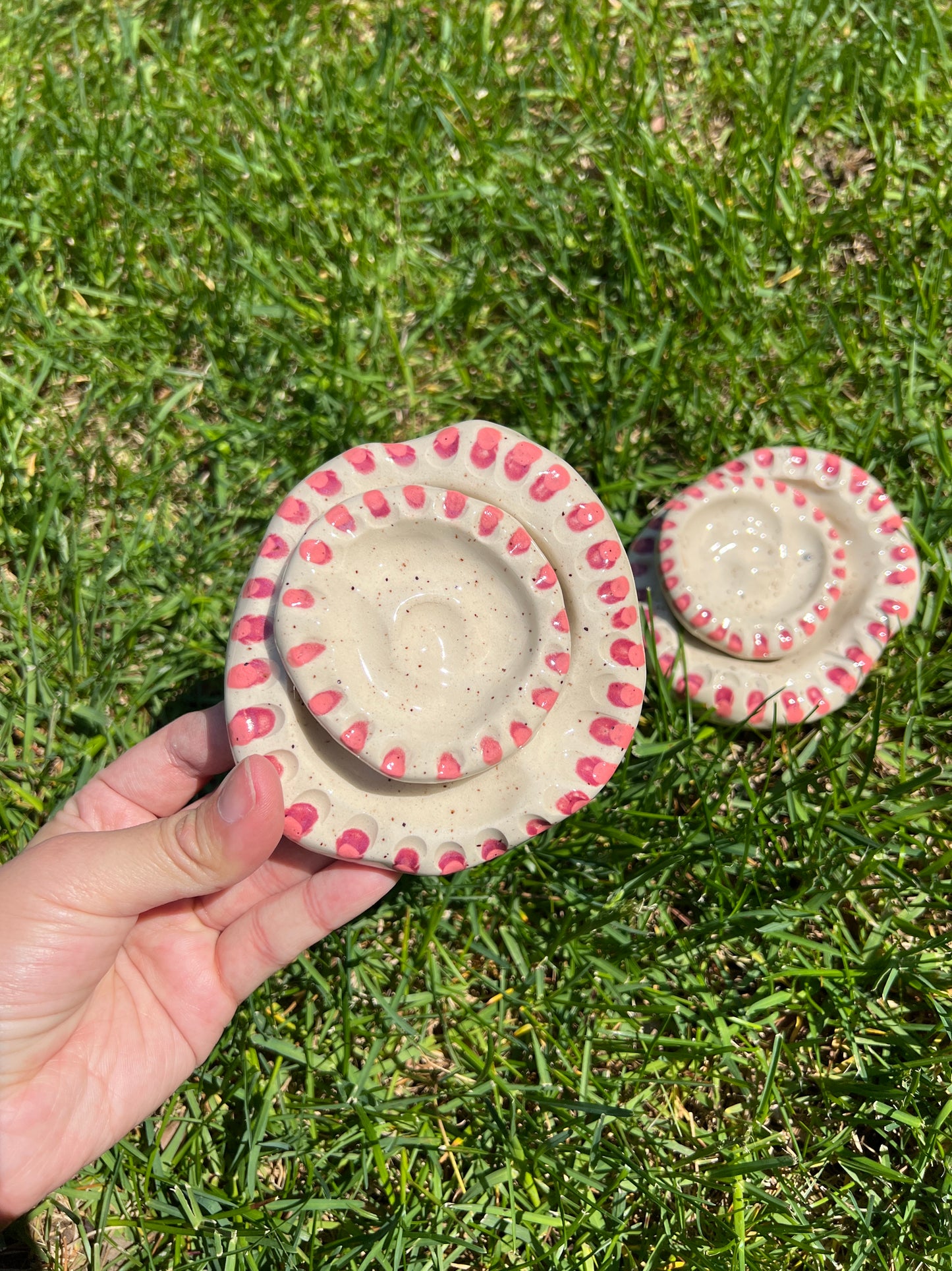 Grooved Blotchy Spotted Dish Matching Set