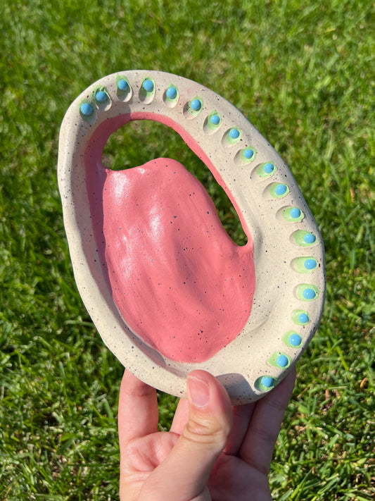 Blue Green & Pink Gloop Stone Dish Large