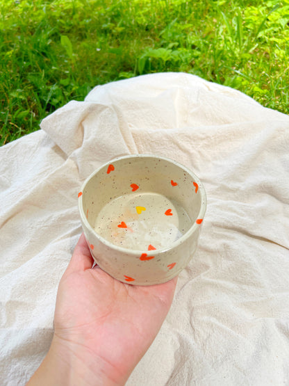 Neon Orange Hearts Pet Bowl