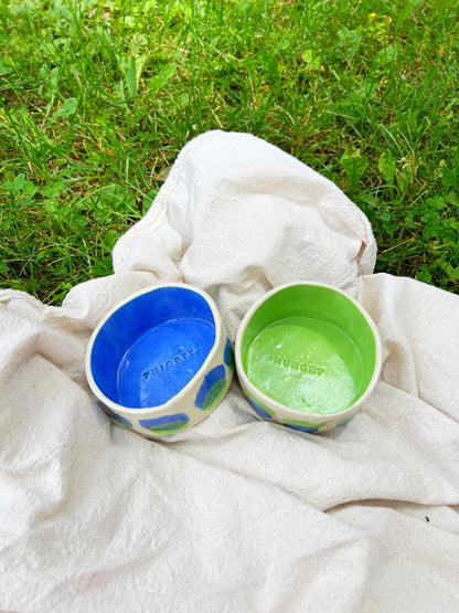 Blue Lime Drop Pet Bowl Set