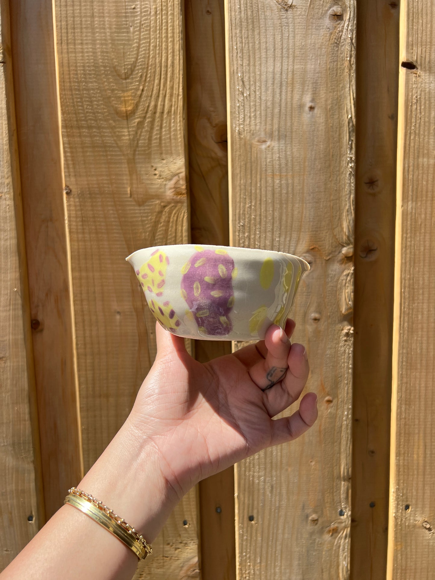 Purple & Yellow Pastel Bowl With Matching Mini Bowl *2 Pieces*