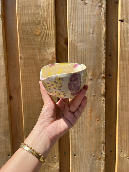 Purple & Yellow Pastel Bowl With Matching Mini Bowl *2 Pieces*