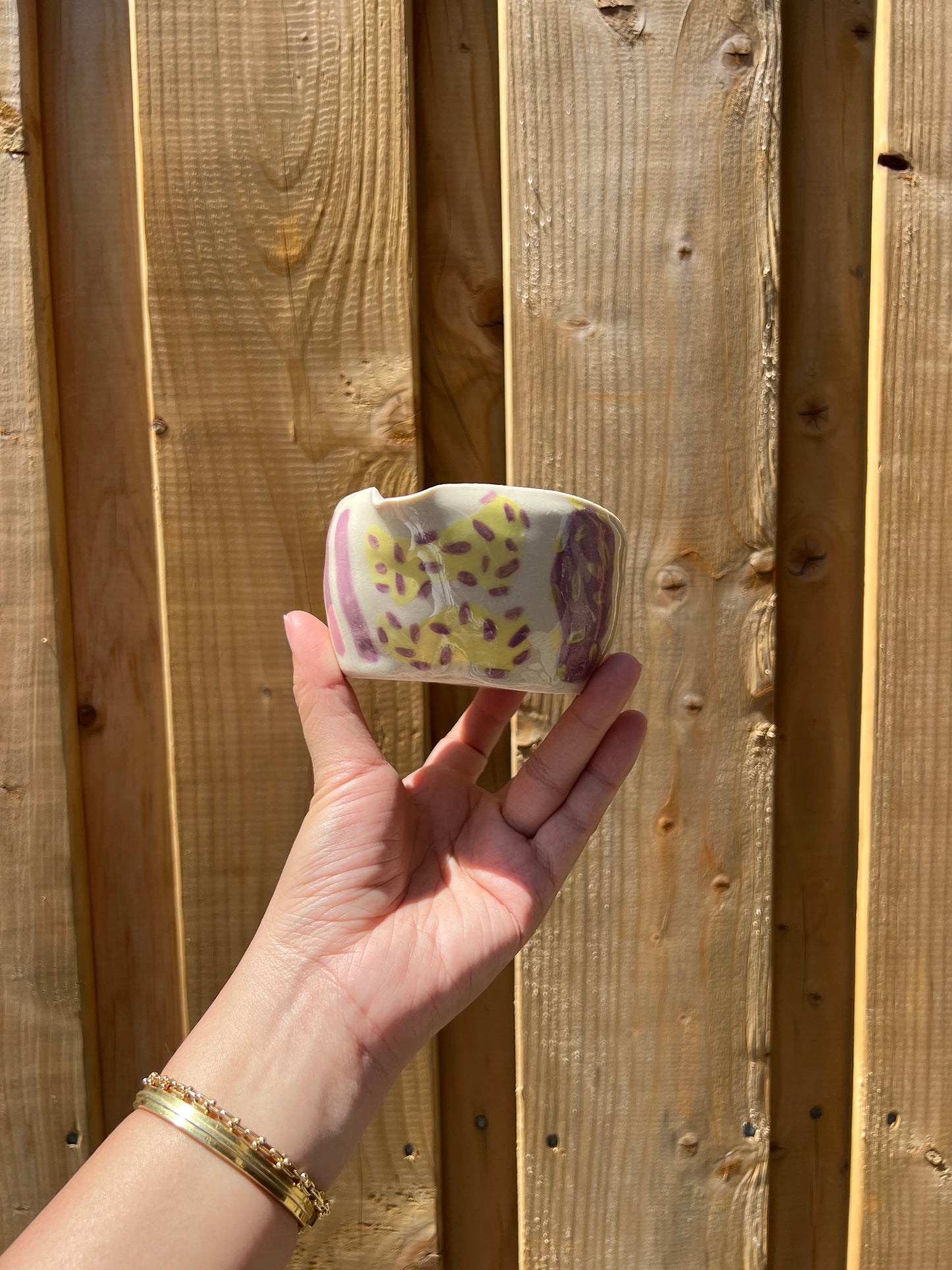 Purple & Yellow Pastel Bowl With Matching Mini Bowl *2 Pieces*