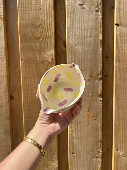 Purple & Yellow Pastel Bowl With Matching Mini Bowl *2 Pieces*