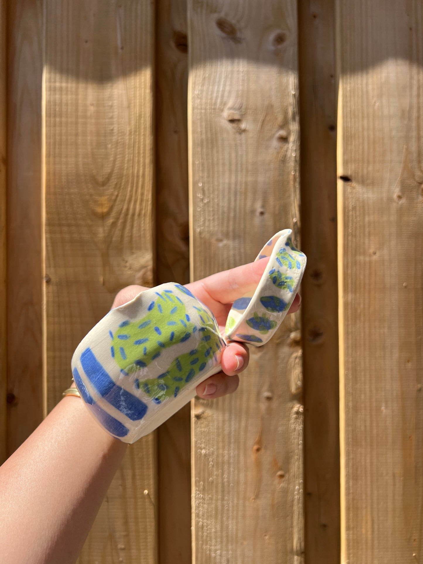 Green & Blue Pastel Bowl With Matching Mini Soy Sauce Bowl *2 Pieces*