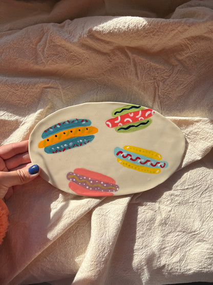 Colourful Hot Dog Flat Plate Dish