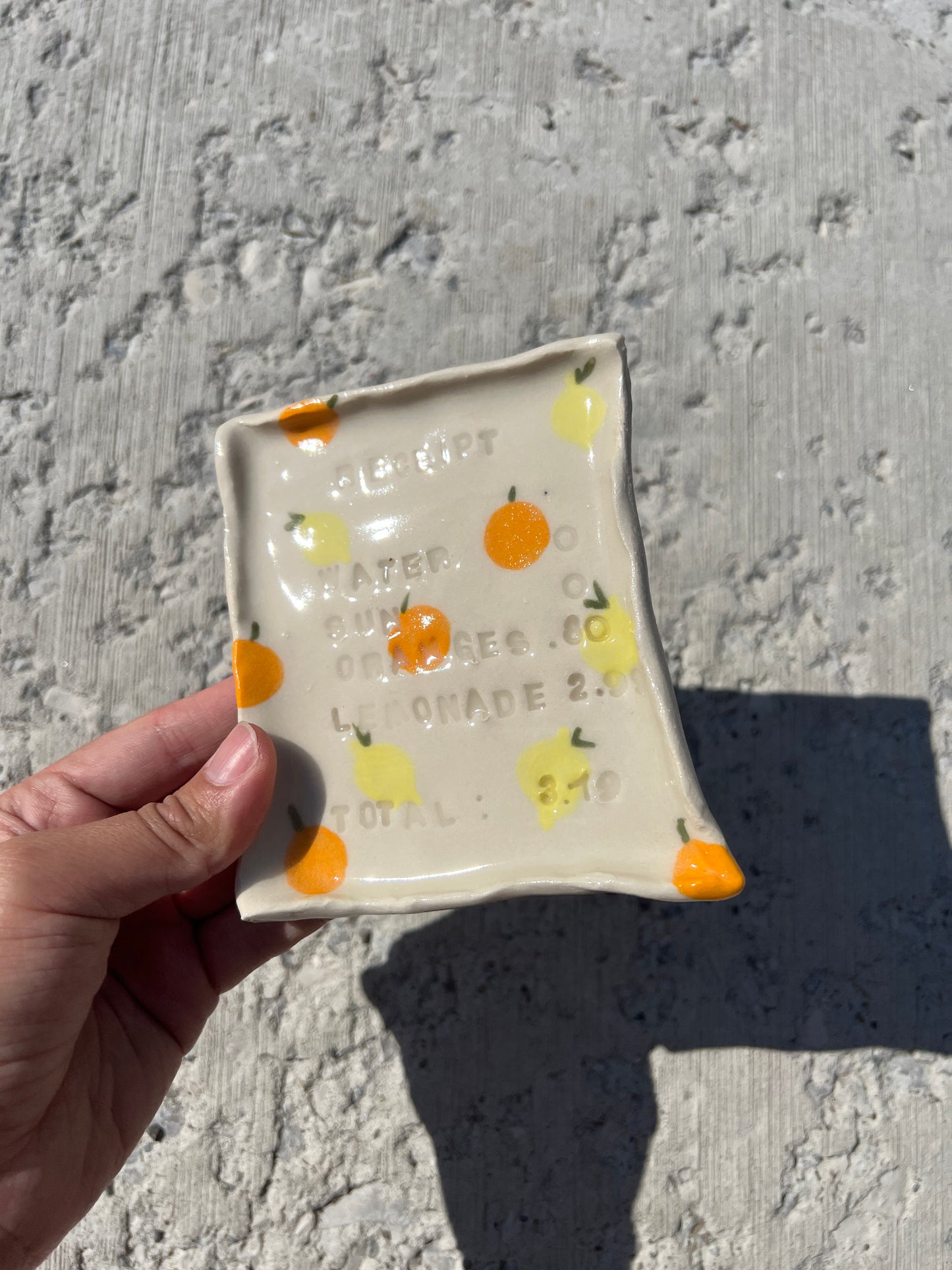 Orange, Lemonade, Sun & Water Receipt Dish