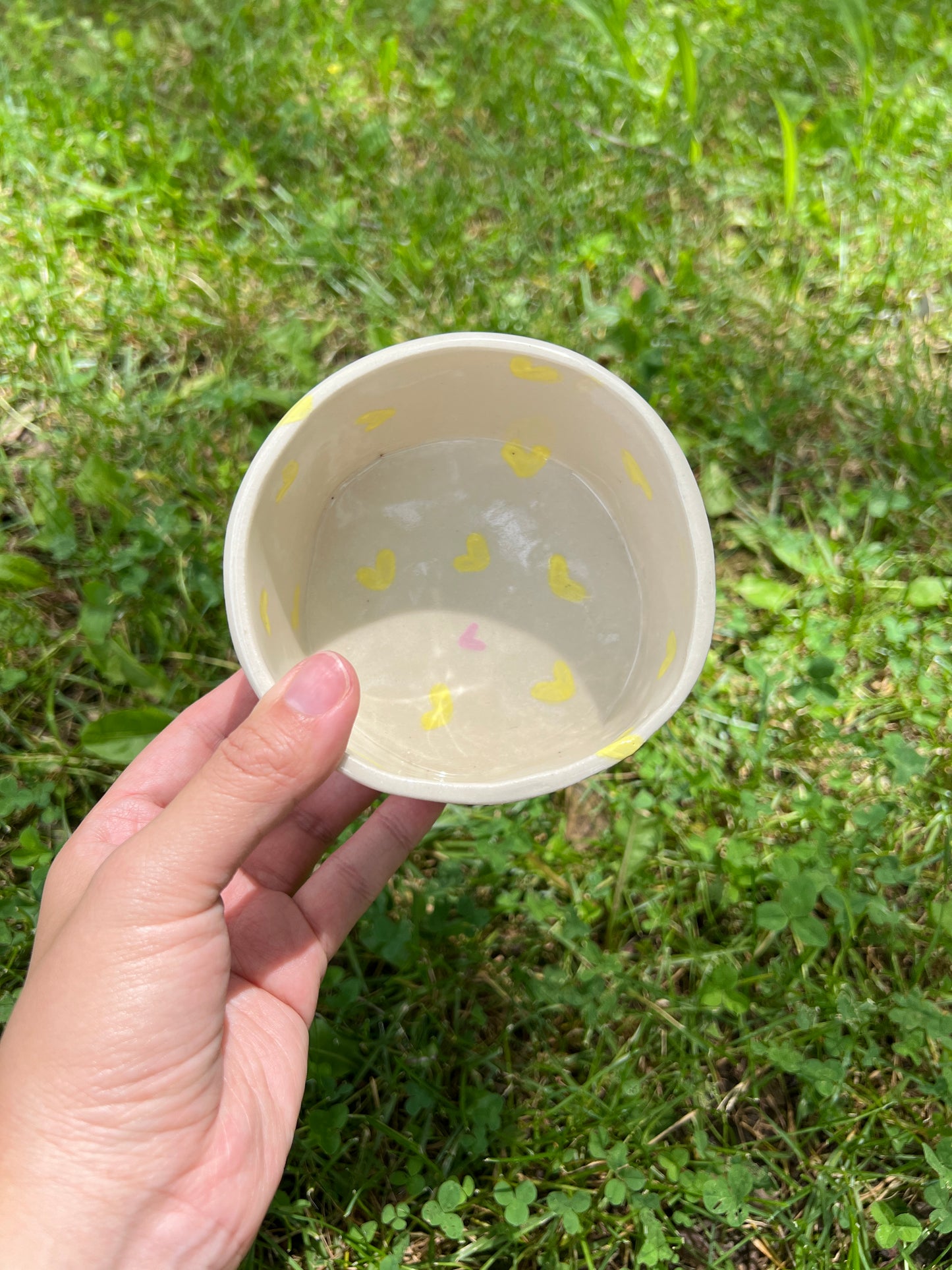 Light Yellow Hearts Pet Bowl