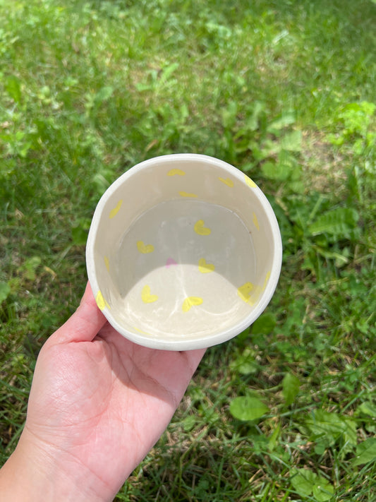 Light Yellow Hearts Pet Bowl