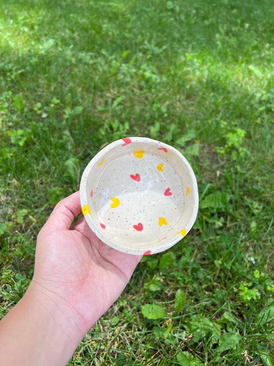 Yellow Orange Hearts Pet Bowl