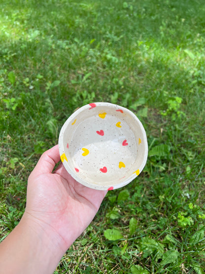 Yellow Orange Hearts Pet Bowl