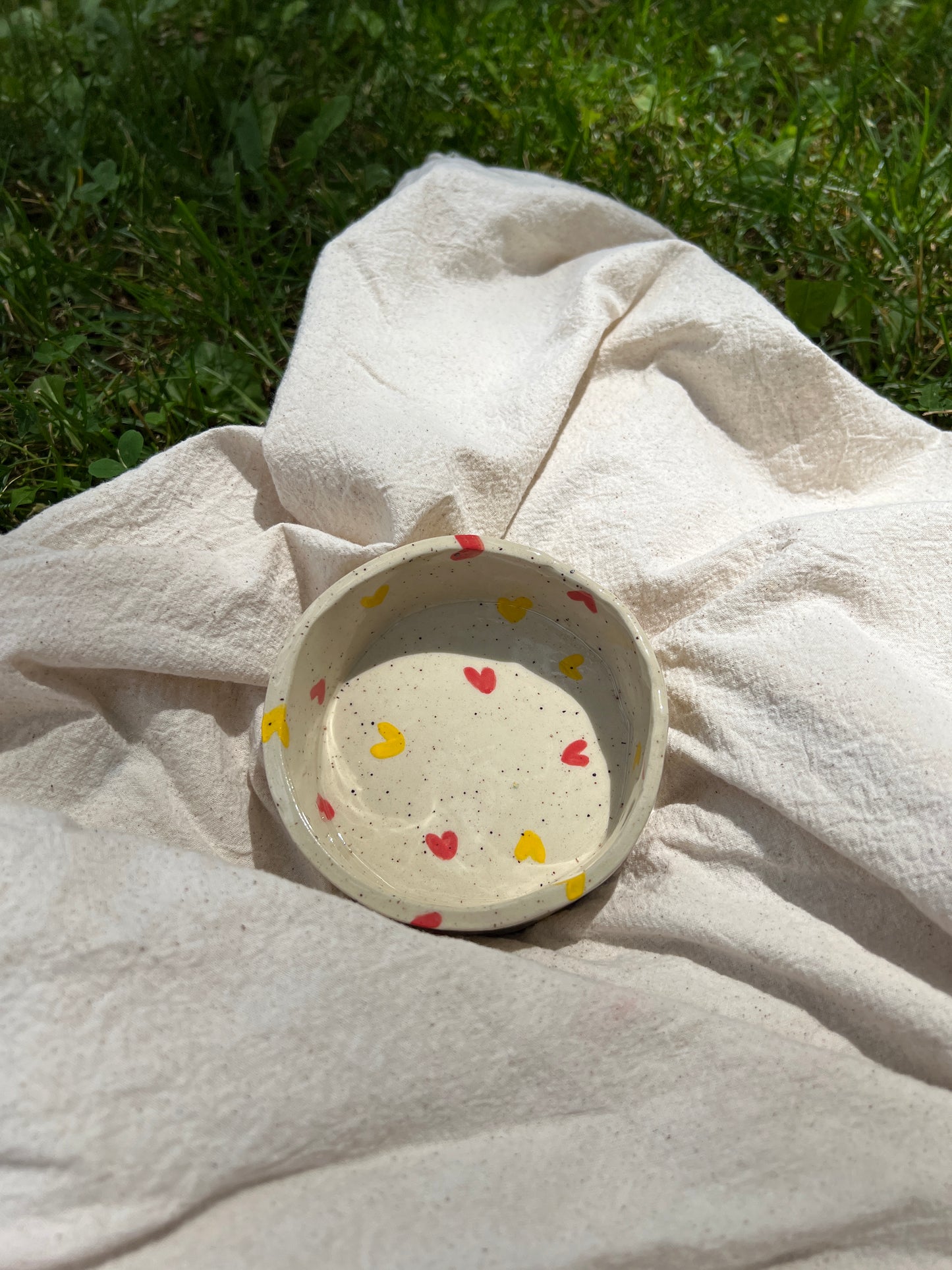 Yellow Orange Hearts Pet Bowl