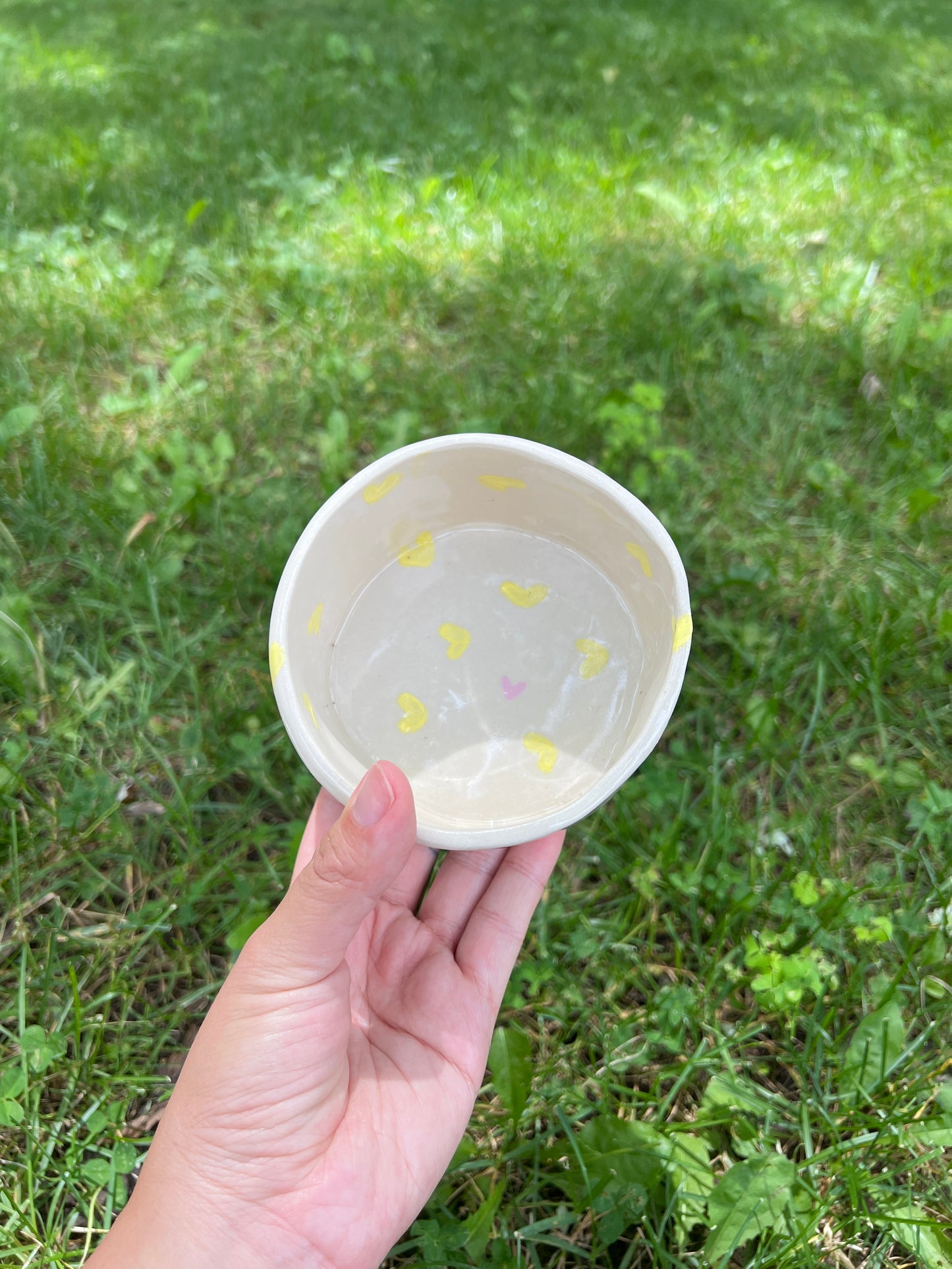 Light Yellow Hearts Pet Bowl