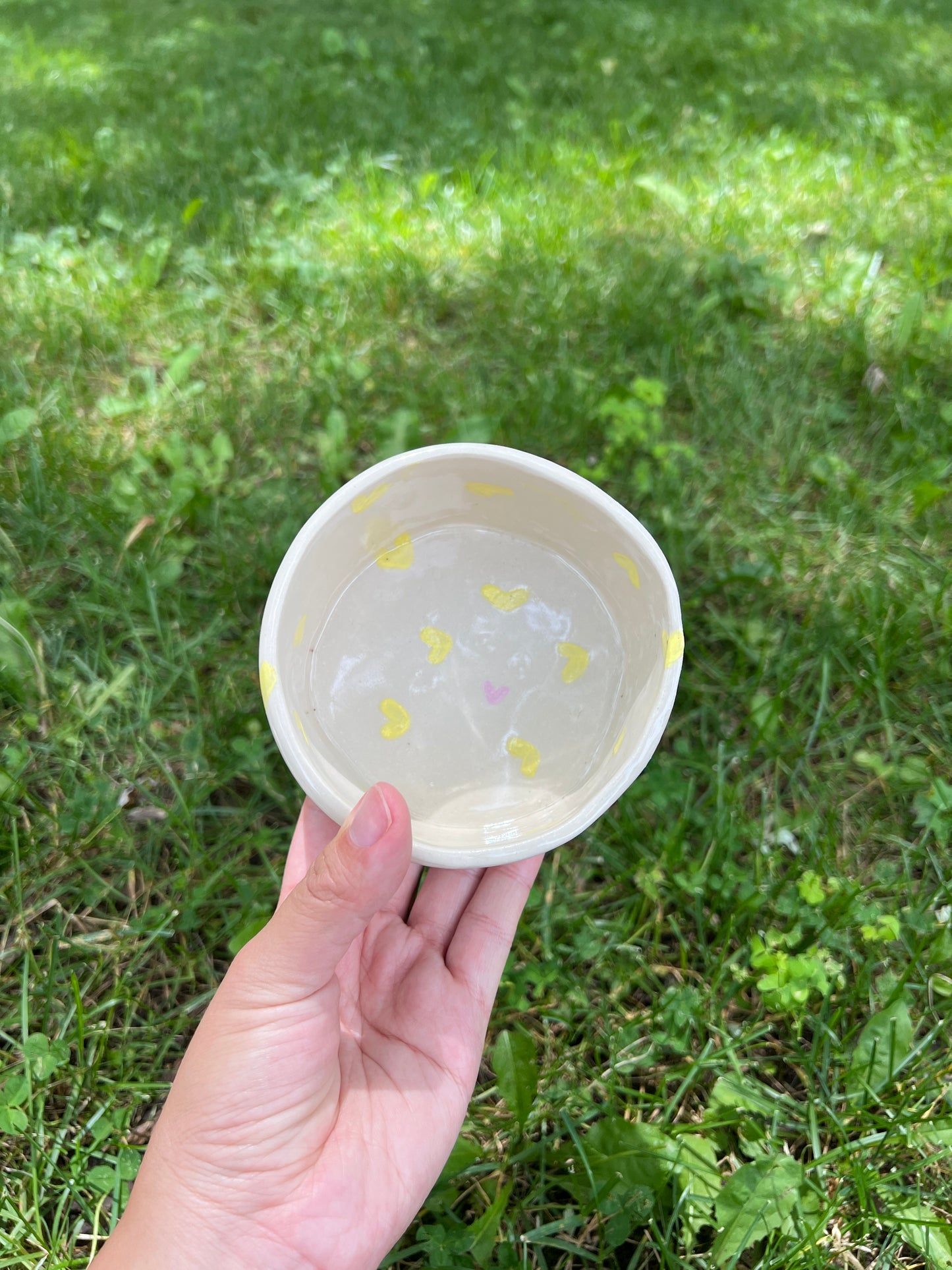 Light Yellow Hearts Pet Bowl