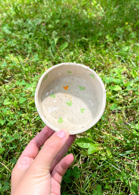 Pastel Green Hearts Pet Bowl