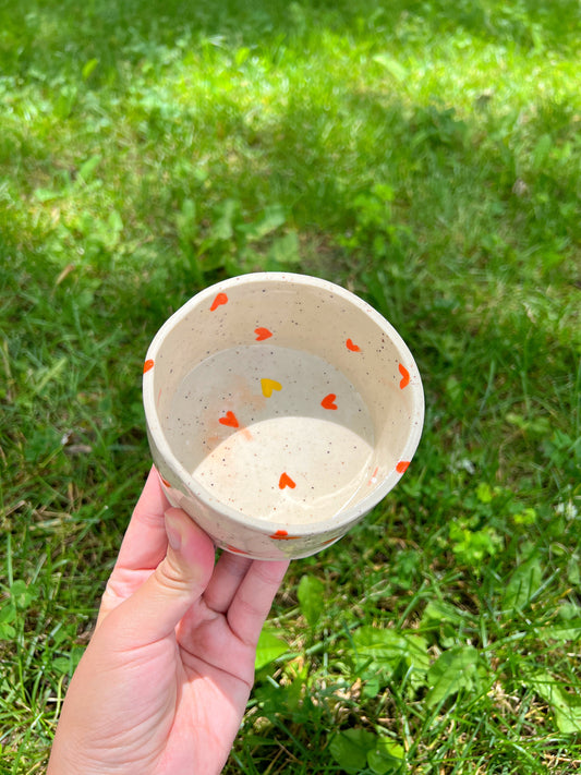 Neon Orange Hearts Pet Bowl