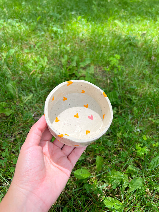 Light Orange Hearts Pet Bowl