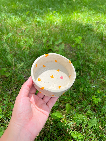 Light Orange Hearts Pet Bowl