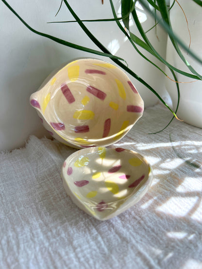 Purple & Yellow Pastel Bowl With Matching Mini Bowl *2 Pieces*