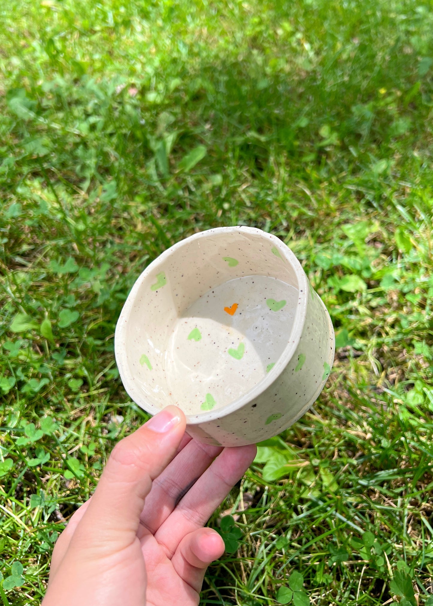 Pastel Green Hearts Pet Bowl