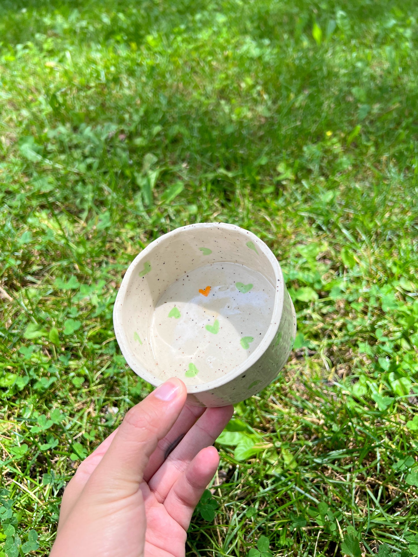 Pastel Green Hearts Pet Bowl