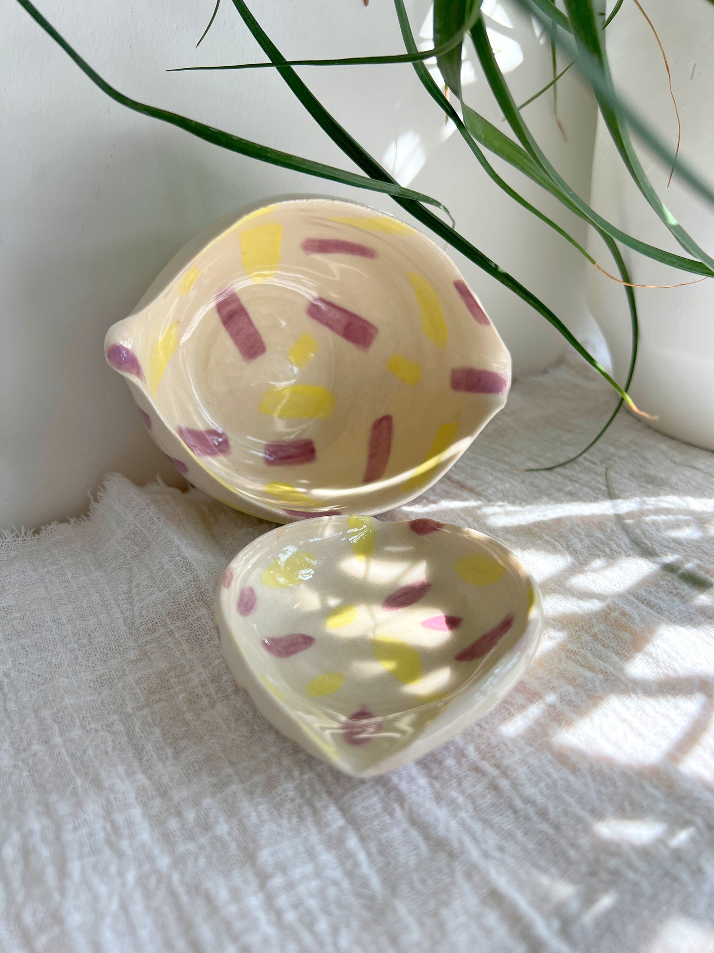 Purple & Yellow Pastel Bowl With Matching Mini Bowl *2 Pieces*