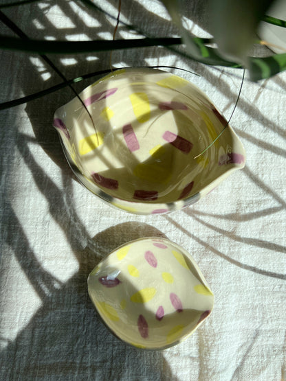 Purple & Yellow Pastel Bowl With Matching Mini Bowl *2 Pieces*