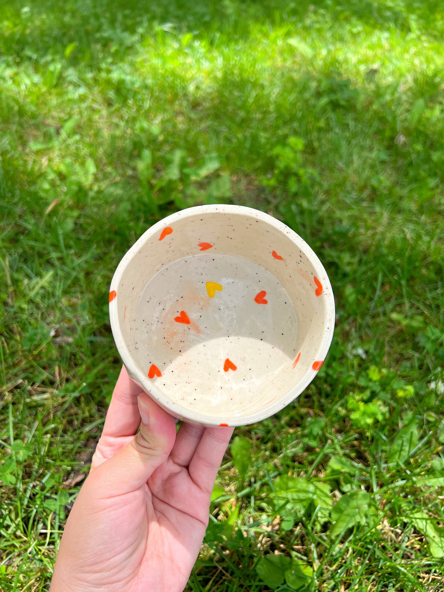 Neon Orange Hearts Pet Bowl