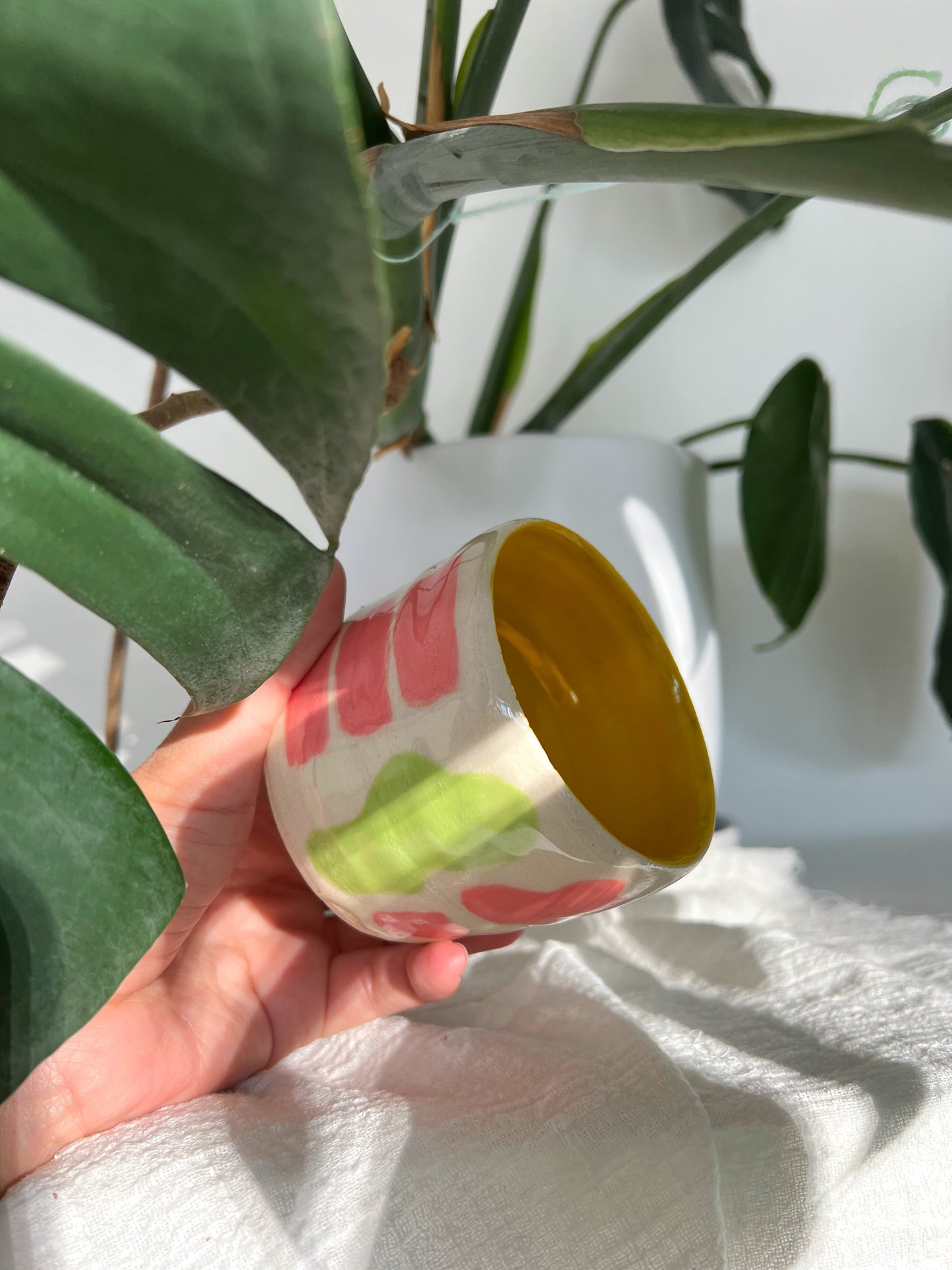 Yellow Pink & Green Blobby Cup