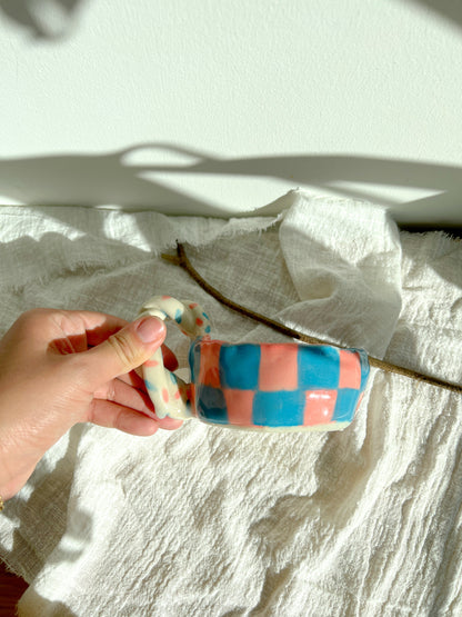 Pink & Blue Checkered Sprinkle Mug